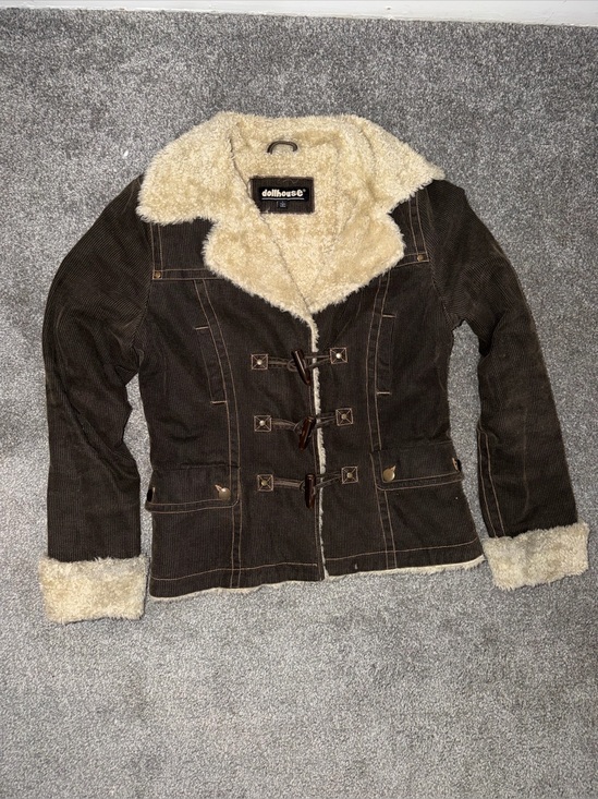 Dollhouse Jackets & Blazers - Vintage Dollhouse Brown Corduroy Teddy Jacket with Cream Sherpa Collar